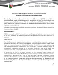 647-19(2) - Government of the NWT Response to Committee Report 22-19(2):  Report on Telecommunications