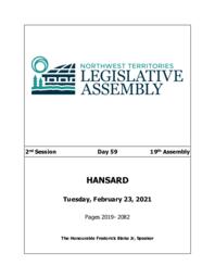 19th Assembly 2nd Session Day 059 - Tuesday, February 23, 2021