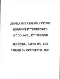 04-33- Sessional paper Northwest Territories Liquor System annual report 1965-66