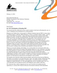 073-18(3) - Letter from Gary Vivian, President of NWT & Nunavut Chamber of Mines to Premier regarding NWT Participation at Roundup 2018 