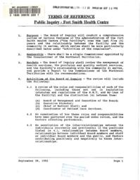 106-12(2) - Terms of Reference, Public Inquiry - Fort Smith Health Centre