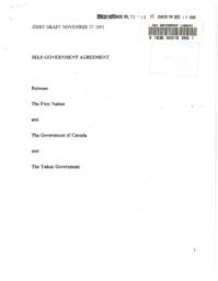 32-12(1) - Joint Draft November 27, 1991, Self-Government Agreement between the First Nation, the Government of Canada and the Yukon Government