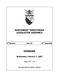 15th Assembly 5th Session Day 22 - Wednesday, February 7, 2007