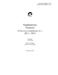 001-17(5) - Supplementary Estimates (Infrastructure Expenditures), No. 1, 2014-2015 