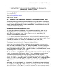 118-18(3) - Joint Letter from Downstream Indigenous Communities Regarding the Site C Dam 