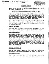 073-91(1) - Executive Summary of Investigation Review of January 1, 1991 Disturbance at Yellowknife Correctional Centre