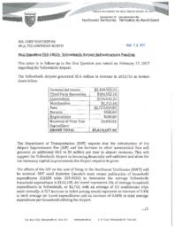 343-18(2) - Follow-Up Letter for Oral Question 593-18(2) Yellowknife Airport Infrastructure Funding 