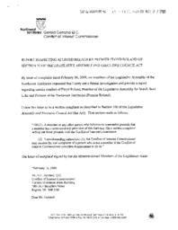 40-16(3) - Conflict of Interest Commissioner Report Dated May 25, 2009 Respecting Alleged Breach by Premier Roland of Section 75 of the Legislative Assembly Executive Council Act 