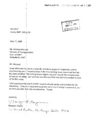 50-16(3) - Letter from Ms. Margaret Nazon to Mr. Michael McLeod, Minister of Transportation, dated May 12, 2009 