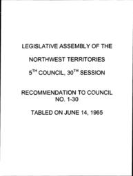 01-30-  Recommendation to Council The establishment of smaller game zones in the Northwest Territories