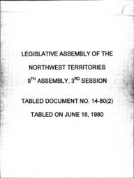 14-80 (2) REPORT OF THE CHIEF ELECTORAL OFFICER OF THE NORTHWEST TERITORIES ON THE NINTH GENERAL ELECTION , OCTOBER 1, 1979