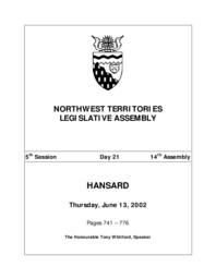 14th Assembly 5th Session Day 21 - Thursday, June 13, 2002