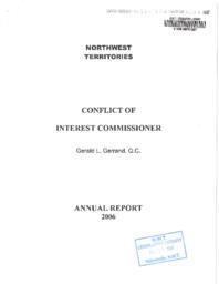 54-15(6) - Northwest Territories Conflict of Interest Commissioner annual report 2006