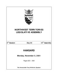 14th Assembly 4th Session Day 20 - Monday, November 5, 2001