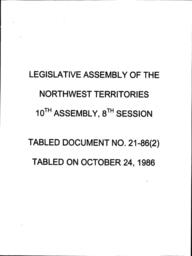 21-86 (2) ANNUAL CONTRACTS REPORT, 1985-86, NWT HOUSING CORP