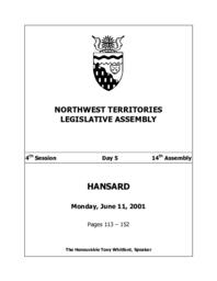 14th Assembly 4th Session Day 05 - Monday, June 11, 2001