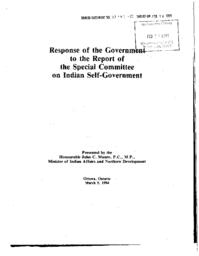 003-91(1) - Response of the Government to Report of Special Committee on Indian Self-Government