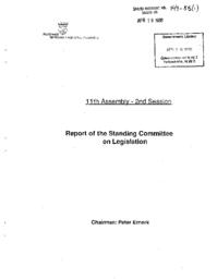 149-88(1) - Report of Standing Committee on Legislation on Review of Proposed Bills for Second Session of 11th Assembly