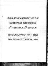 04-80 (2) SESSIONAL PAPER PROPOSED RENEWABLE RESOURCES ON-THE-JOB TRAINING PROGRAM