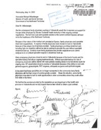 058-14(6) - Yellowknife Family Physicians Letter to Miltenberger Concerning Specialist Contract Negotiations