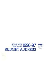 Budget Address 1996-1997 Northwest Territories