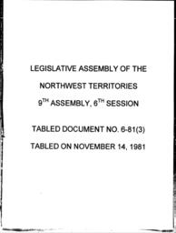 06-81 (3) EDUCATION IN THE NWT AND INTERIM REPORT OF THE SPECIAL COMMITTEE ON EDUCATION