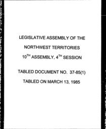 37-85 (1) EXCERPT FROM MINUTES OF MAR 11-85 CITY COUNCIL OF YELLOWKNIFE SUPPORTING TENATIVE BOUNDARY ESTABLISHED BY CONSTITUTIONAL ALLIANCE