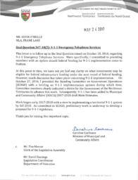 353-18(2) - Follow-Up Letter for Oral Question 347-18(2) 911 Emergency Telephone Services 