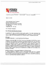 062-19(2) - Letter from President of Northwest Territories Power Corporation to Minister regarding 2019-20 Capital Spending Budget 