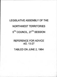 13-27-  Reference for advice  Problems related to the collection of the 10-mill territorial education tax outside municipalities and local improvement districts