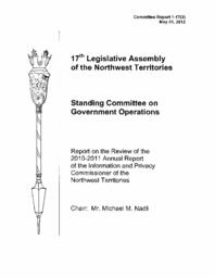 CR 1-17(3) - Report on the Review of the 2010-2011 Annual Report of the Information and Privacy Commissioner of the Northwest Territories