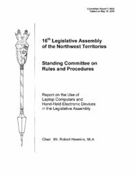 CR 2-16(5) - Report on the Use of Laptop Computers and Hand-Held Electronic Devices in the Legislative Assembly