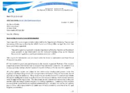 759-19(2) Letter dated October 19, 2022 from Industry, Tourism and Investment to Member for Frame Lake regarding Request for Access to General Information