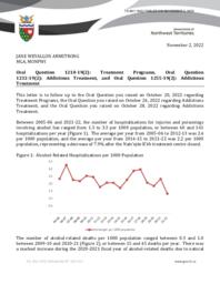 801-19(2) Follow-up Letter for Oral Question 1210-19(2) Treatment Programs, Oral Question 1232-19(2): Addictions Treatment, and Oral Question 1255-19(2) Addictions Treatment