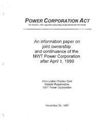 An information paper on joint ownership and continuance of the NWT Power Corporation after April 1, 1999