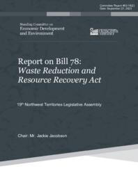 CR 63-19(2) - Report on Bill 78 : Waste Reduction and Resource Recovery Act