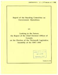 CR 11-13(3) - Looking to the Future : the Report of the Chief Electoral Officer of Canada on the Election of the Thirteenth Legislative Assembly of the NWT 1995