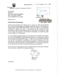 043-13(5) - Letter to Northwest Territories Construction Association Regarding Public-Private Partnerships