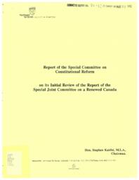 CR 04-12(2) - Report of the Special Committee on Constitutional Reform on its Initial Review of the Report of the Special Joint Committee on a Renewed Canada