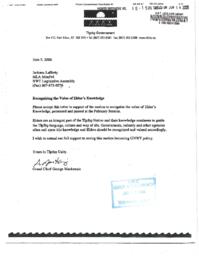 018-15(5) -  Letter from Tlicho Grand Chief George Mackenzie - Recognizing the Value of Elders' Knowledge