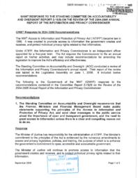 034-15(5) - GNWT Response to the Standing Committee on Accountability and Oversight Report 2-15(5) on the Review of the 2004-05 Annual Report of the Information and Privacy Commissioner