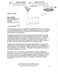 052-15(5) - Letter from Volunteer NWT Regarding Federal Program Cuts